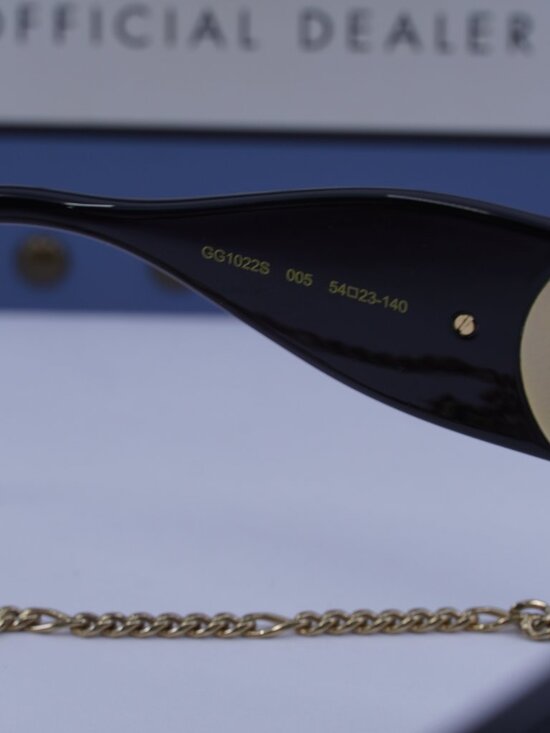 Gucci GG1022S 005 Square Sunglasses - Black/Brown with Gold Chain main image 10